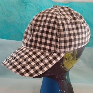 Black and white checkered baseball cap hat